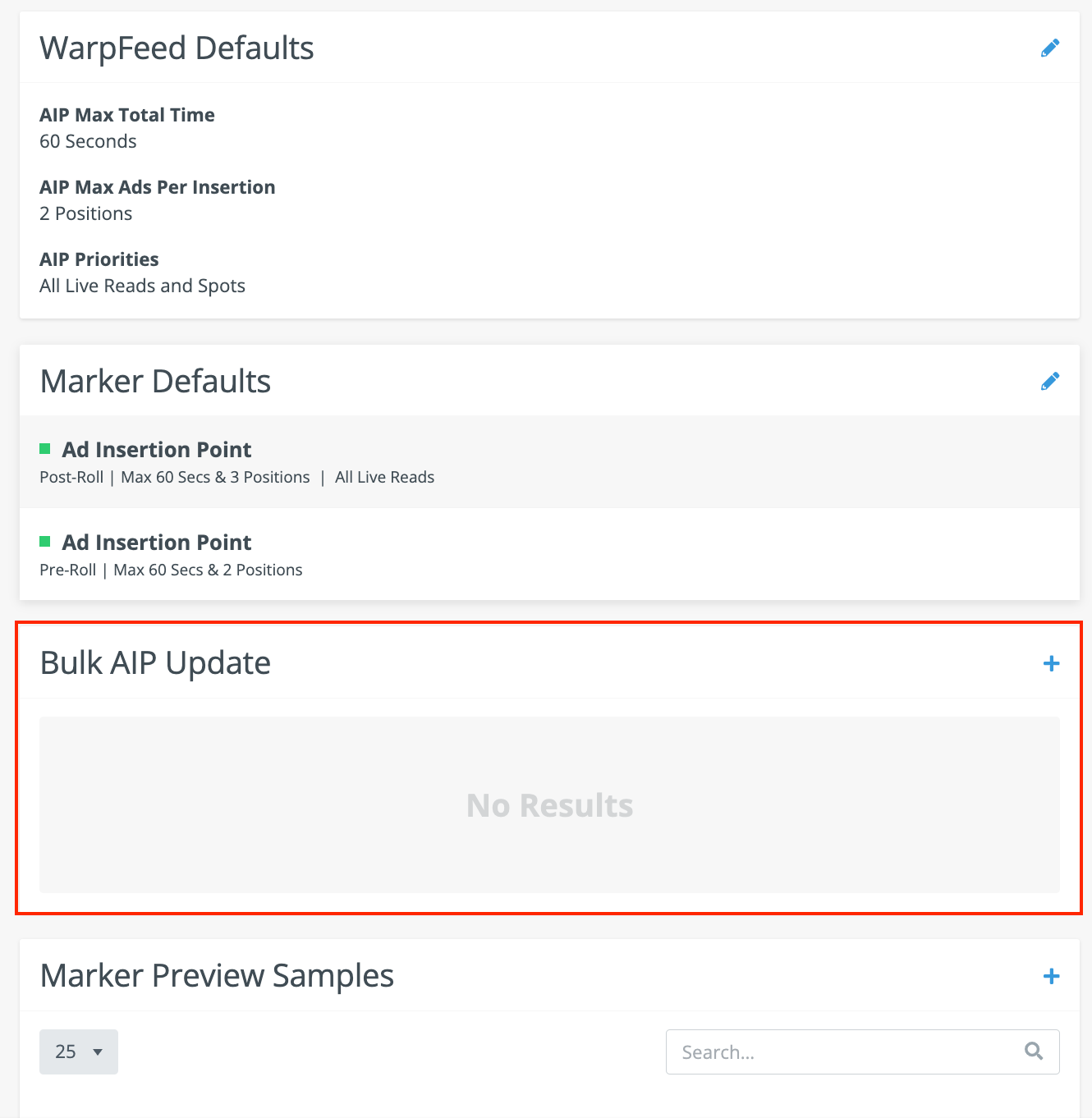 Bulk AIP Update card