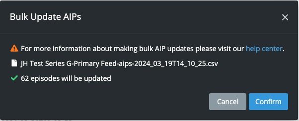 Confirm import modal